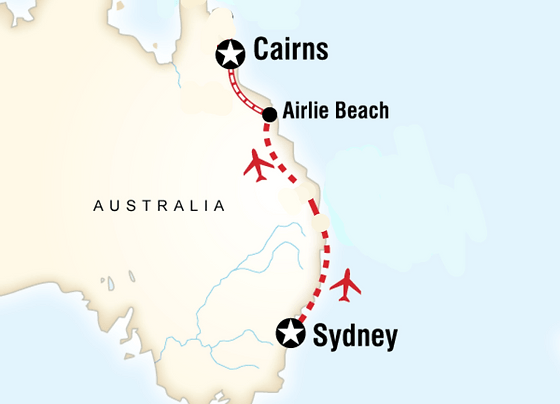 Image Cruises from sydney to whitsundays (airlie beach, hamilton island) ; Discovery Nomads Sydney To Cairns Adventure Tour